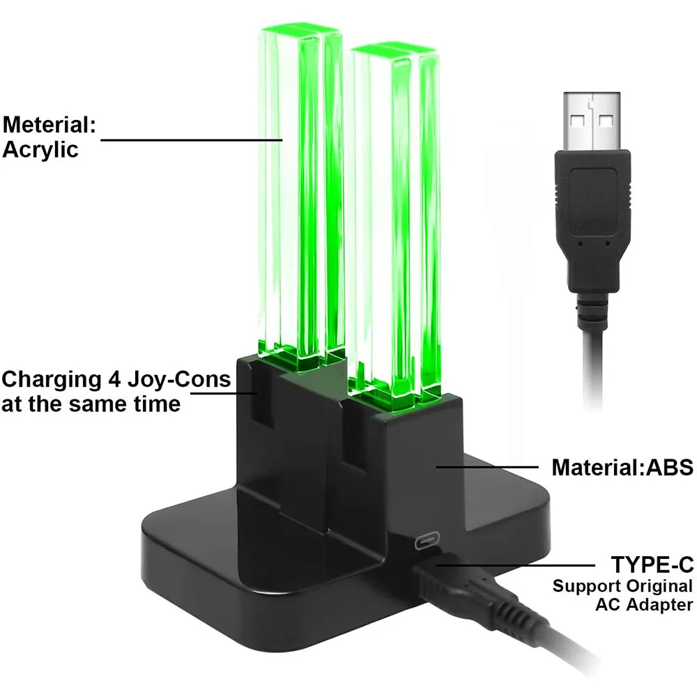 Nintend Switch 4 Controller Charger LED Indicator Charging Dock Station for Nitendo Nintendoswitch NS OLED Accessories | Электроника