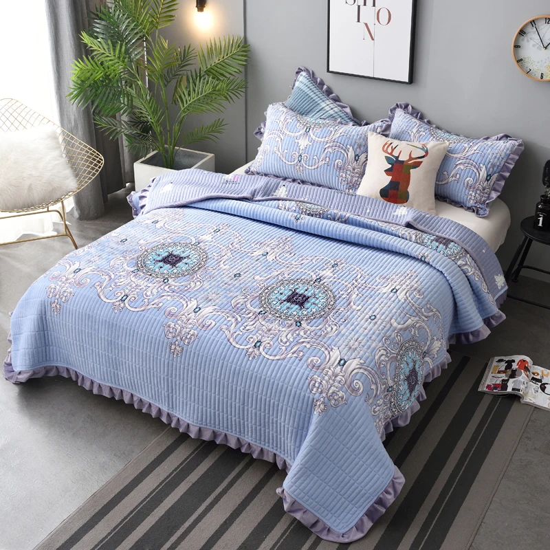 Новинка 2019 плотное теплое бархатное покрывало с кристаллами наволочки 2/3 шт.