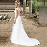 vestidos de novia 2020 beach cheap boho wedding dress buttons back lace applique a line princess wedding gown bridal gowns