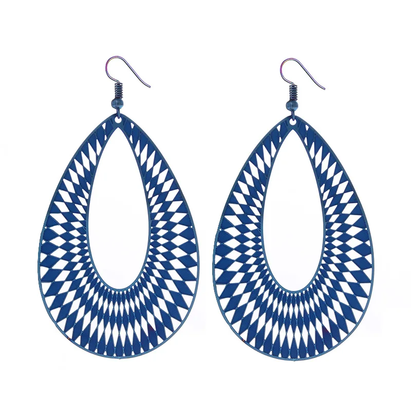 

2020 Drop Earrings Stainless Steel Hollow Carved Geometric Earrings Oval for Lady Fashion Bohemian Jewelry Gifts