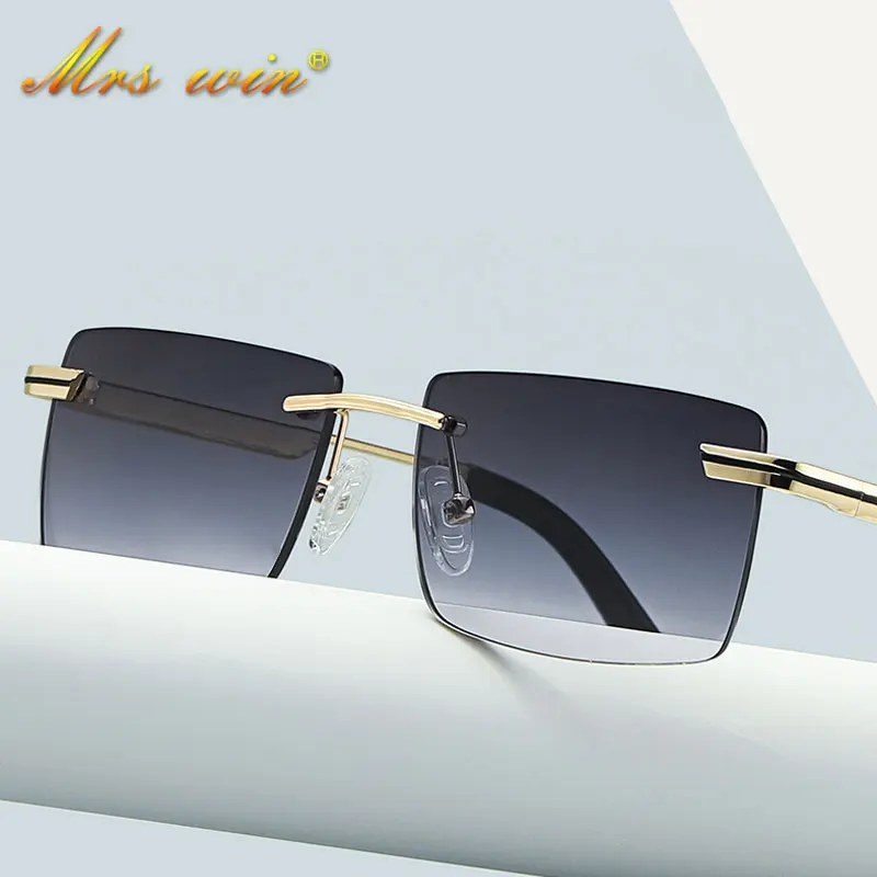 

Новинка 2021, роскошные брендовые дизайнерские женские солнцезащитные очки без рамки из металла, Модные индивидуальные небольшие очки в стил...