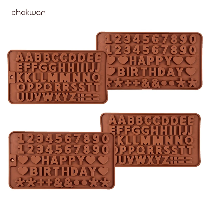 Инструменты для украшения тортов силиконовая шоколадная форма с надписью на день рождения и цифрами