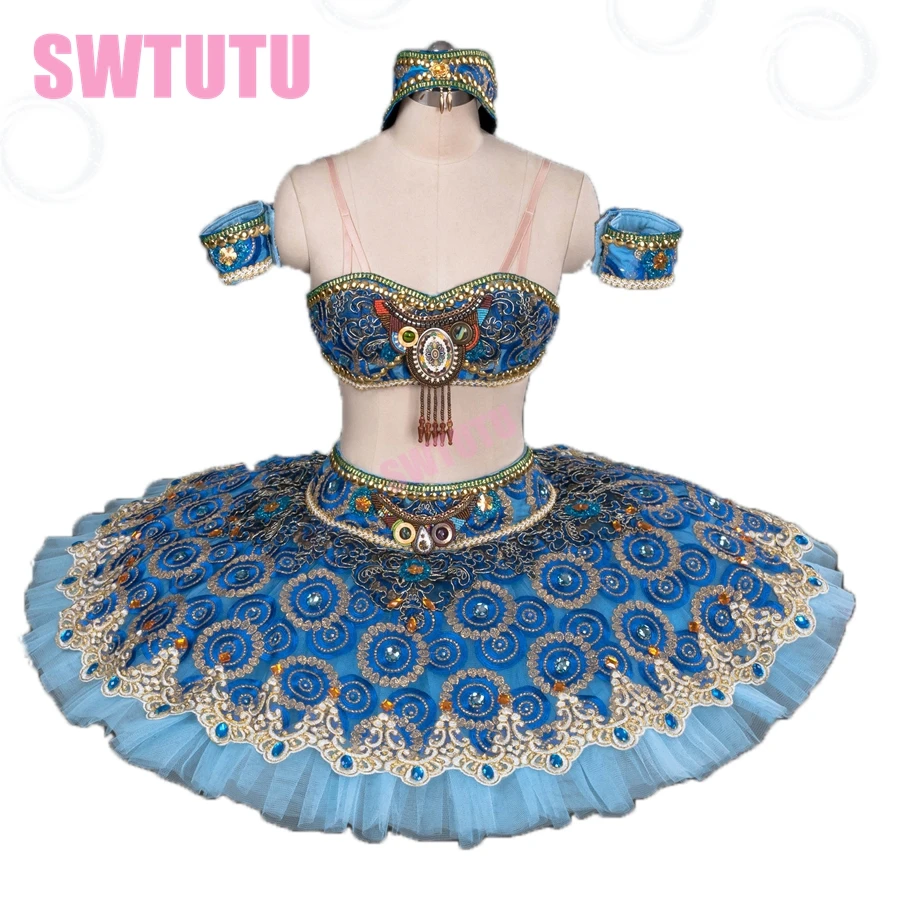 

Бесплатная доставка, балетная пачка для взрослых с разрезом, голубые сценические костюмы, танцевальная одежда для взрослых девочек, балетная пачка BT9057