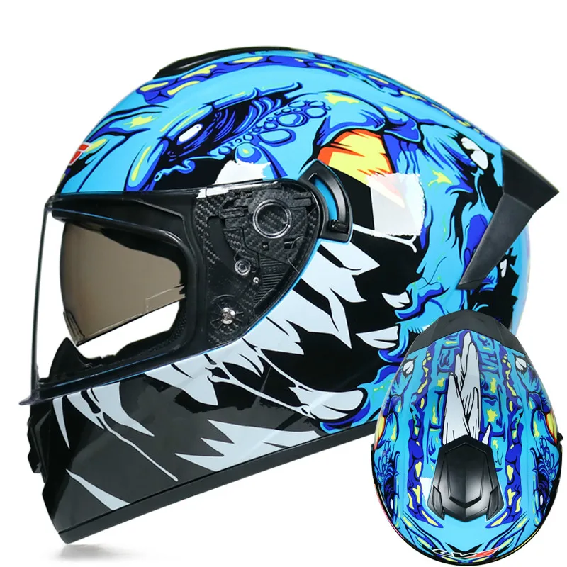 DOT Approved Safety Motorcycle Helmets Full Face Dual Lens Racing Helmet Strong Resistance Off Road Helmet