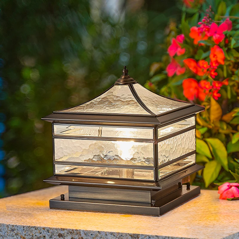 

All Copper Pillar Lamp Villa Gate Lamp Courtyard Wall Lamp Square Outdoor Waterproof European-Style Door Pillar Lamp