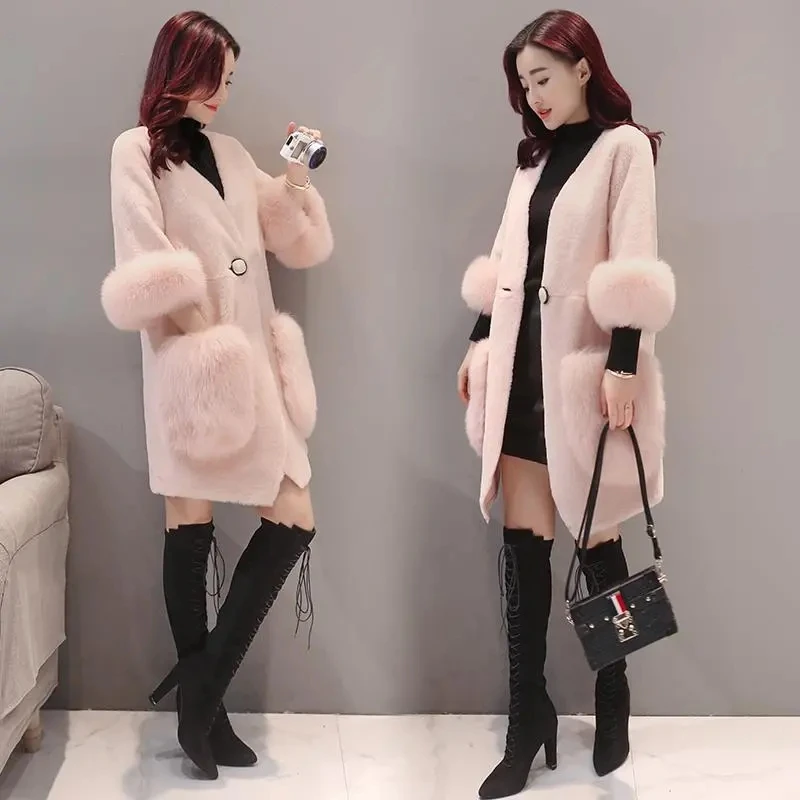 Новинка 2021 зимнее меховое пальто женское из овечьей шерсти свободная Женская