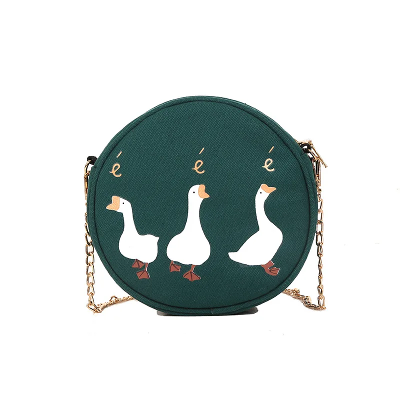 

Green goose small round bag all-match mobile phone bag ins wind original cartoon goose bag shoulder bag