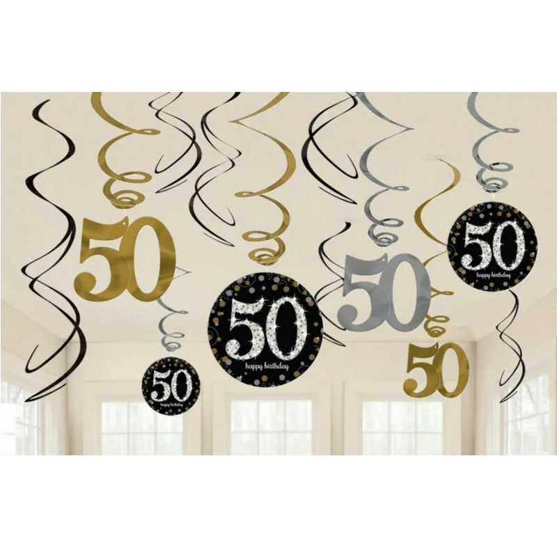 12 шт. в упаковке 18 Вт 30 Вт/40/50/60 лет Пластик спиральный орнамент латекса Happy Bityhday
