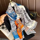 Брендовый дизайнерский шелковый шарф, женские длинные шали, палантины, Осенние банданы, шарфы, Пашмина, женский роскошный пляжный хиджаб, платок 90*180 см