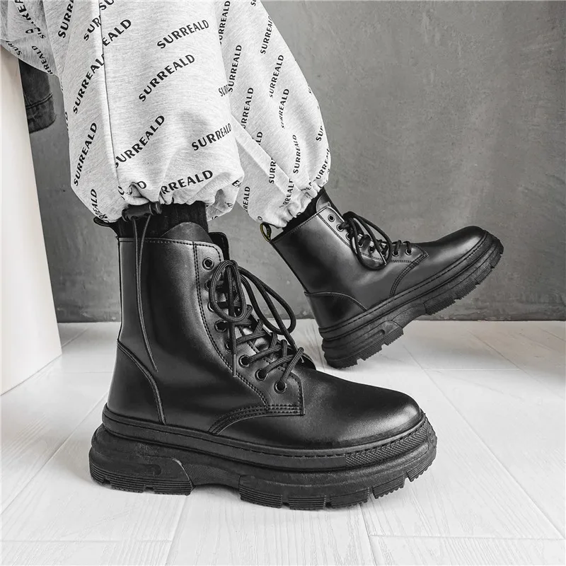 Мужские мотоциклетные ботинки martin черные кроссовки на платформе в стиле панк для