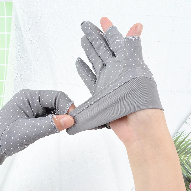 Летние солнцезащитные перчатки дышащие с бантом и принтом противоскользящие