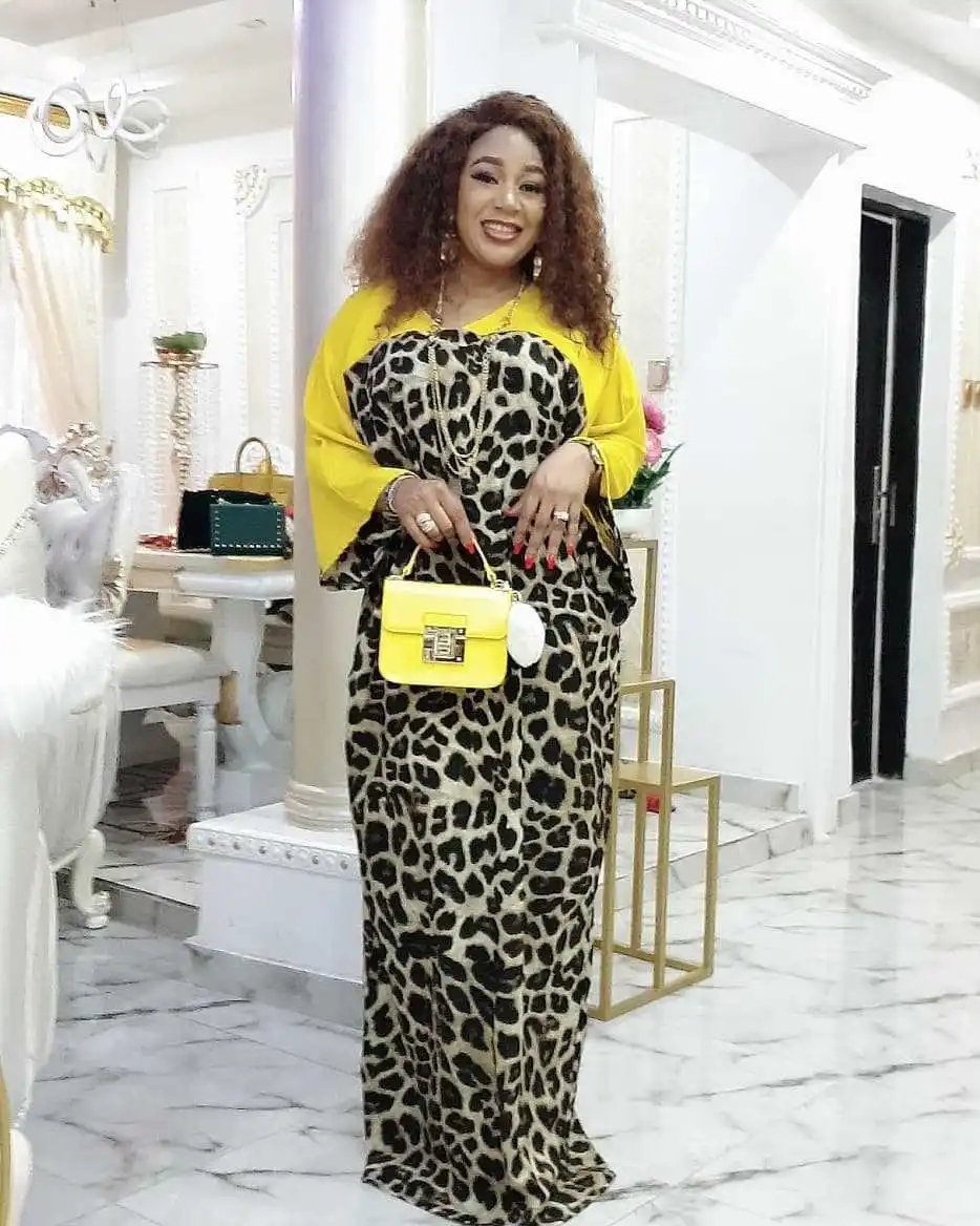 

African Dashiki Dress Print Leopard Hijab Elegant Muslim Evening Party Bazin Maxi Long Robe Gowns Broder Riche Sexy Fairy Dreams