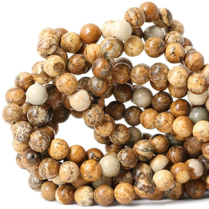 

2021 Jewelry Accessories Natural Round Picture Stone Beads