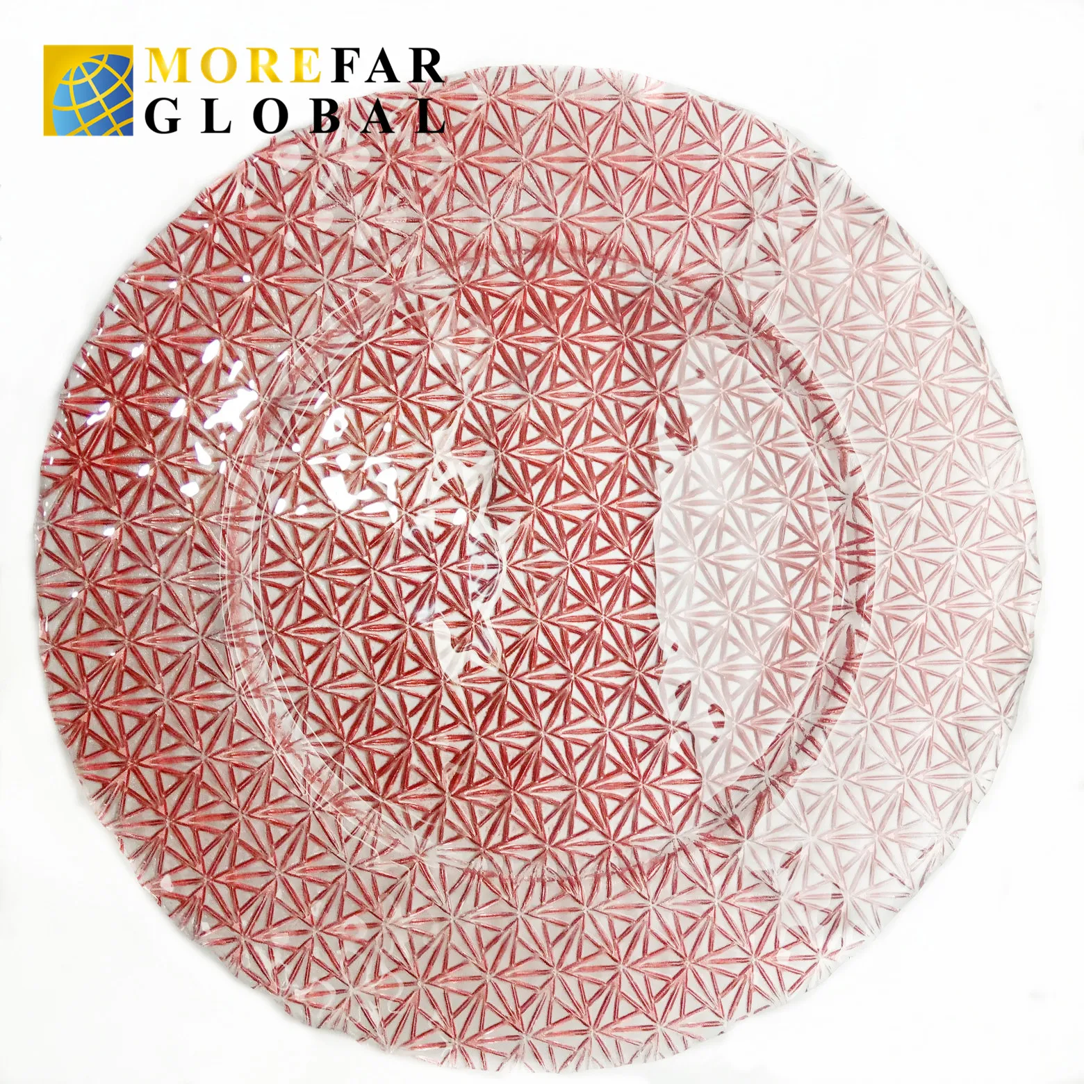 

Greatful Glass Design Charger Plate For Party Wedding Decoration Banquet Pink Fancy Event Dinner Plates