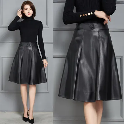 

2021 Women New Fashion Genuine Real Sheep Leather Skirt K1