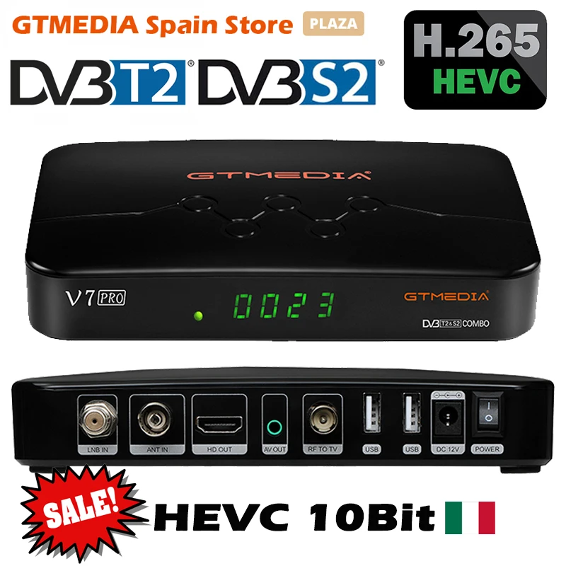 Спутниковый ТВ ресивер GTMEDIA V7 PRO 1080P FHD DVB S2 T2 тюнер H.265 10 бит с USB WiFi декодером