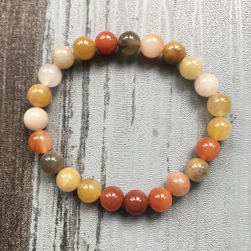 

Fancy Orange Stone Beaded Bracelet For Women Healing Jewelry Gift 8mm Fortune J-ade Bracelet Natural Stone