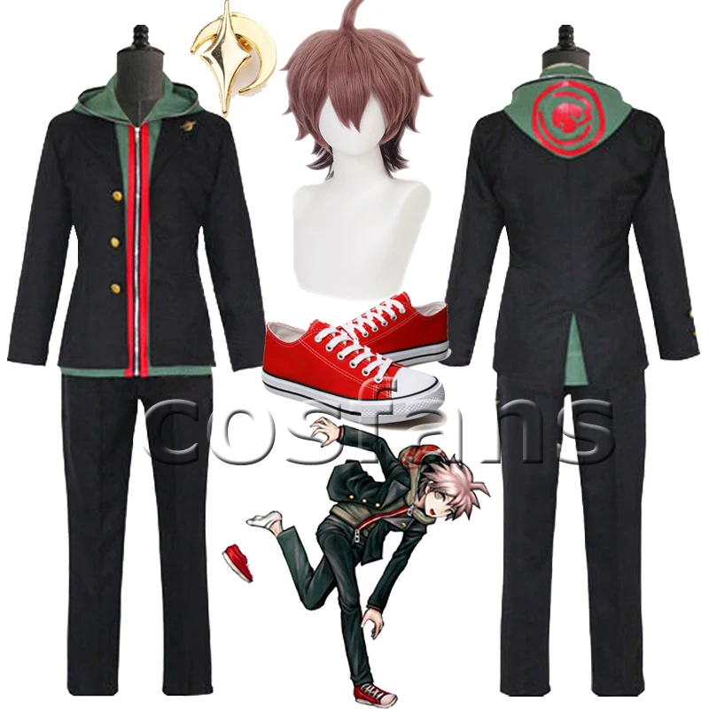

Аниме Danganronpa 2 Dangan Ronpa Makoto Naegi косплей костюмы Хэллоуин Карнавальная вечевечерние Униформа Naegi Makoto короткие волосы мужские парики