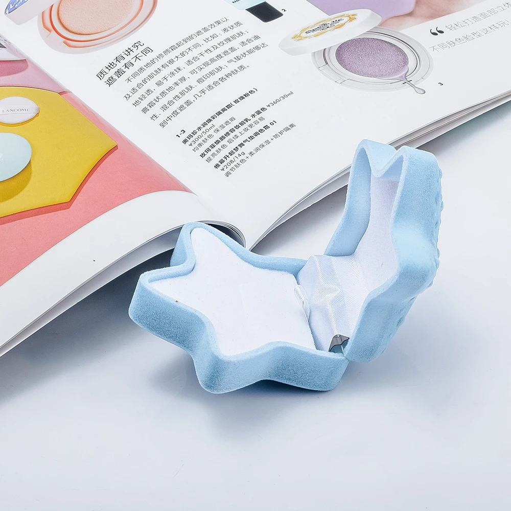 Милая коробка для колец синяя розовая Морская звезда узор в горошек шкатулка