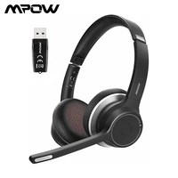 Mpow HC5 Bluetooth Headset with USB Adapter Bluetooth 5 0 Wireless Headphones with Noise Cancelling Mic for Business Skype