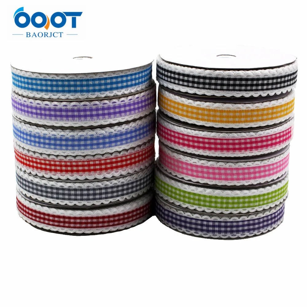 OOOT BAORJCT однотонные геометрические ленты 16 мм 5 размеров в клетку с бантиком