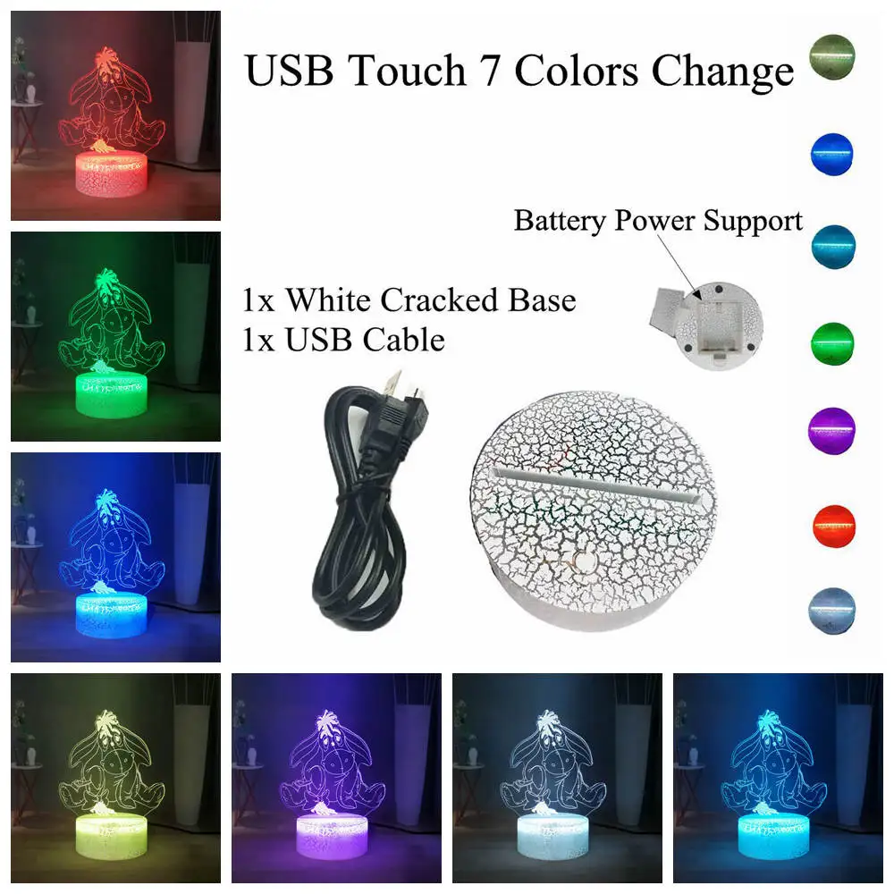W-USB Touch 7 colors Дропшиппинг милый ИА RGB многоцветный 3D оптическая лампа Пух медведь светодиодный ночной Светильник для сна Детский праздник день рождения Рождественский подарок - Испускаемый цвет: W-USB Touch 7 colors