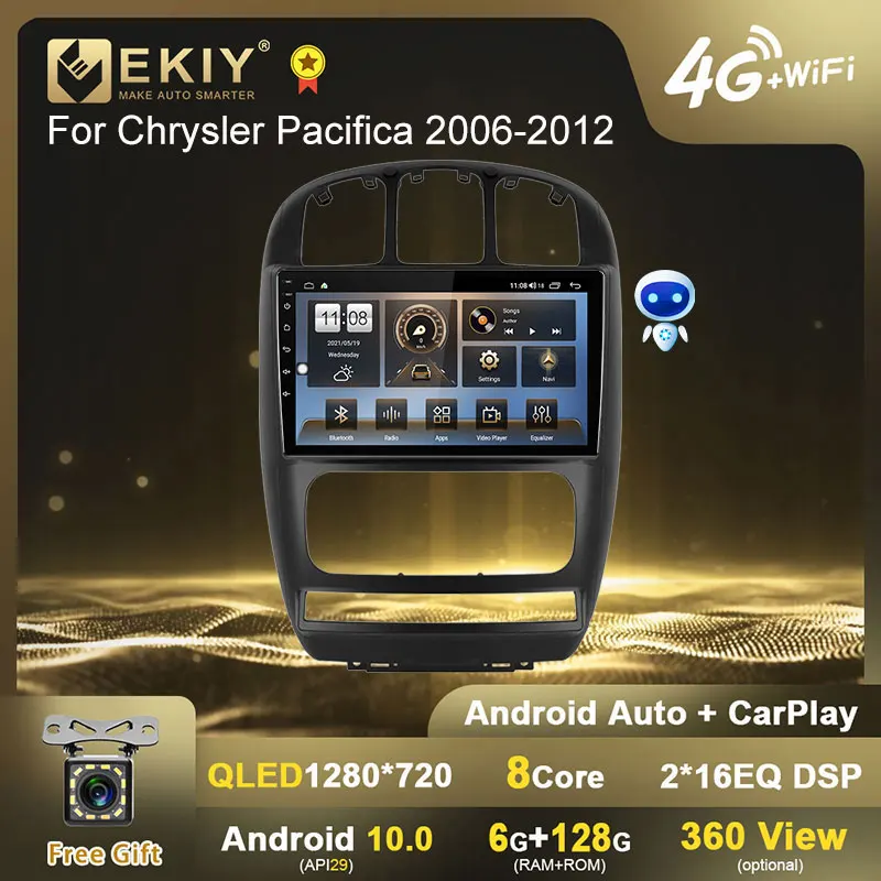 

EKIY QLED Android 10 Autoradio For Dodge Caravan Chrysler Pacifica 2006-2012 Stereo Multimedia Navigation GPS No 2din DVD Player