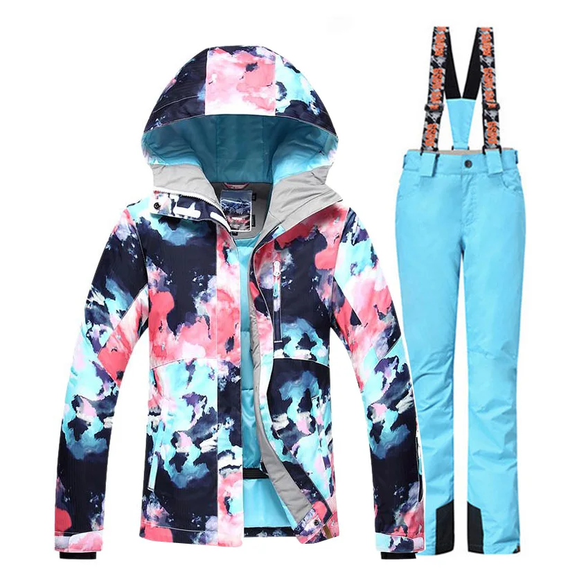 Цветной женский костюм для снежной погоды водонепроницаемая и ветрозащитная