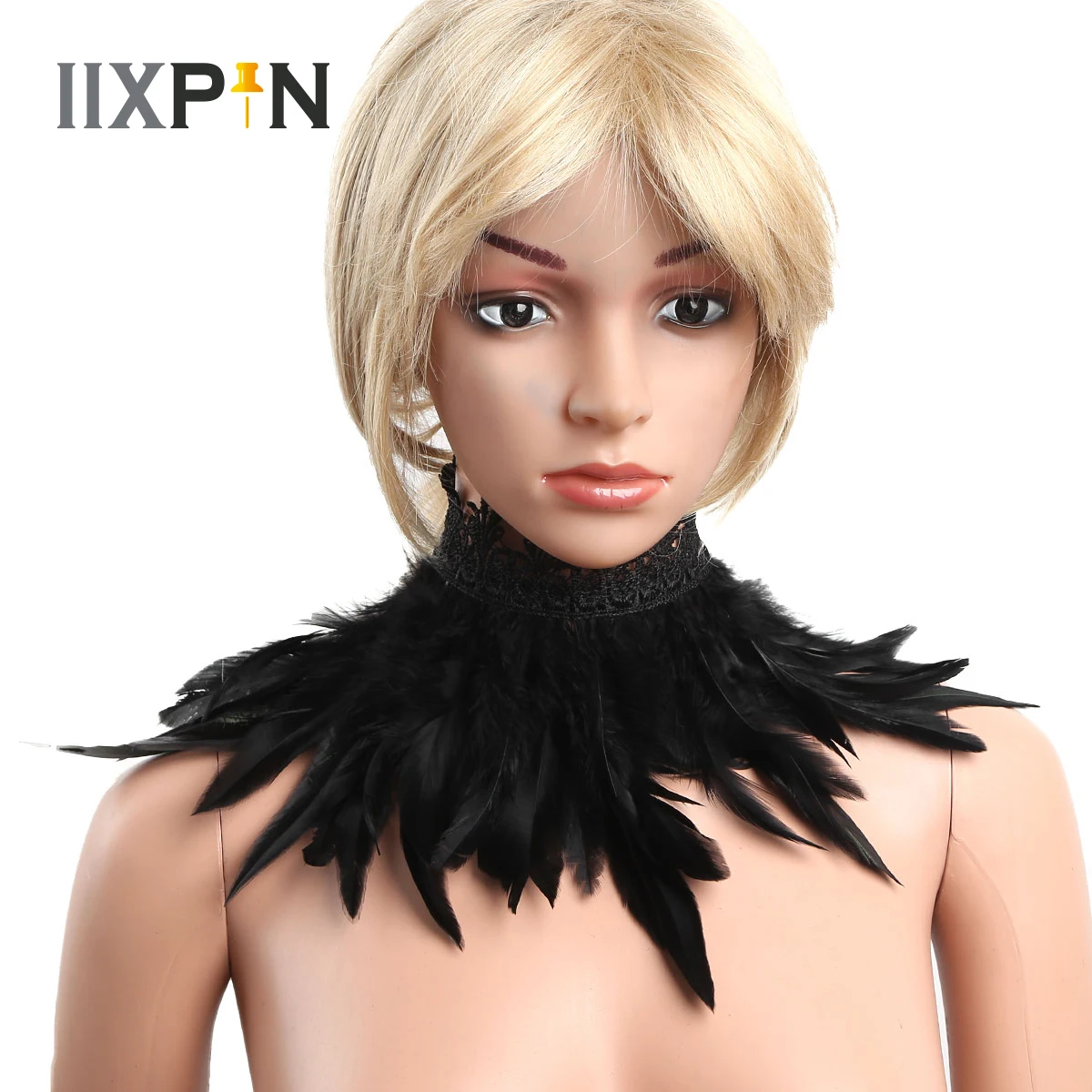 

Викторианский готический накладной воротник, кружевной накладной воротник с натуральными перьями, чокер, шаль, накидка на плечо для украше...