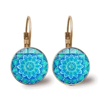 vintage design mandala pattern earrings henna yoga om symbol buddhism statement earrings glass earrings women gifts