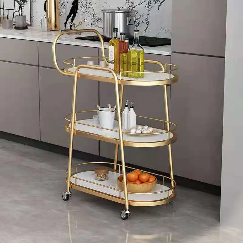 

Nordic Metal Hotel Wine Trolley Tea Food Delivery Shelves Iron Mobile Dining Car BeautyTrolley bar cart