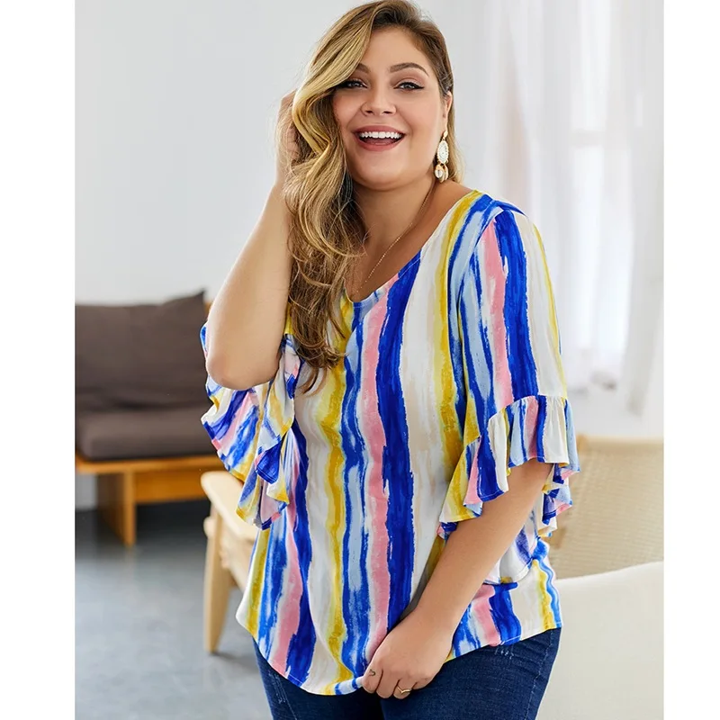 Женская блузка с короткими рукавами и оборками летняя повседневная офисная в