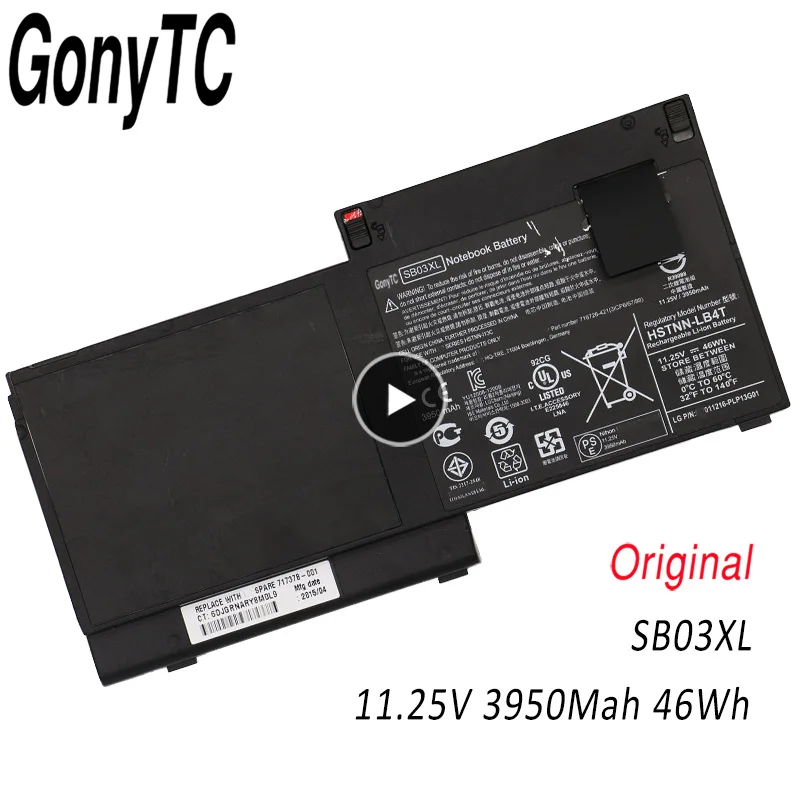GONYTC 46Wh 11 25 V подлинный SB03XL Аккумулятор для HP EliteBook 820 G1 E7U25AA E7U25ET HSTNN-LB4T 716726-1C1 716726-421