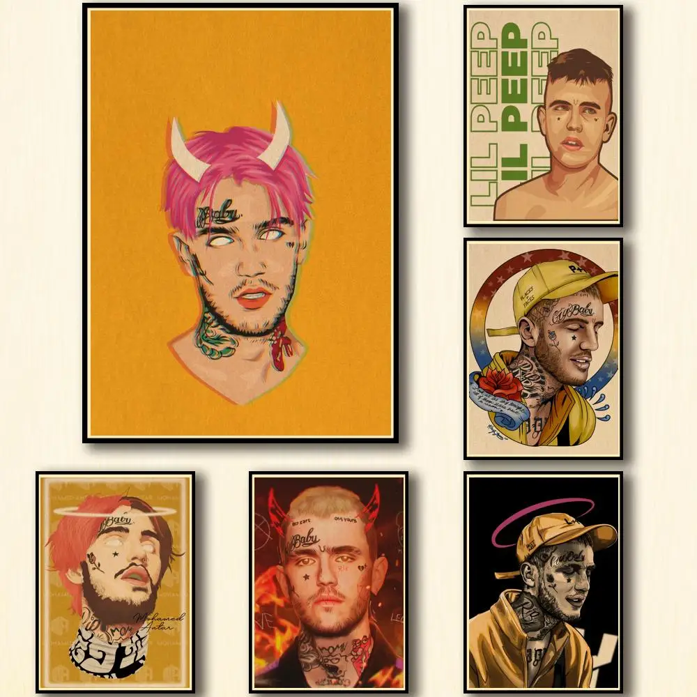 

Nordic Rapper Lil Peep Vintage Canvas Paintings for Interior Star Wall Art Posters and Prints Home Decoration Bar Club Pictures