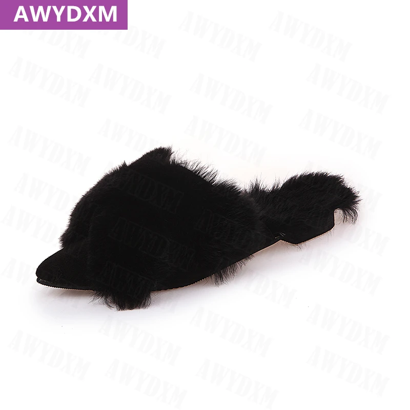 

Furry Shoes 2021 New Summer Women Flats Platform Slippers Shallow Warm Sandals Designer Fashion Sexy Out Door Luxury Flip Flops