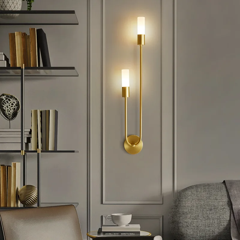 LED Gold Indoor Decor Vanity Lamparas Indoor Lighting Long Strip  Living Room Kitchen Hall Bedroom Lamp Nordic Modern Wall Light