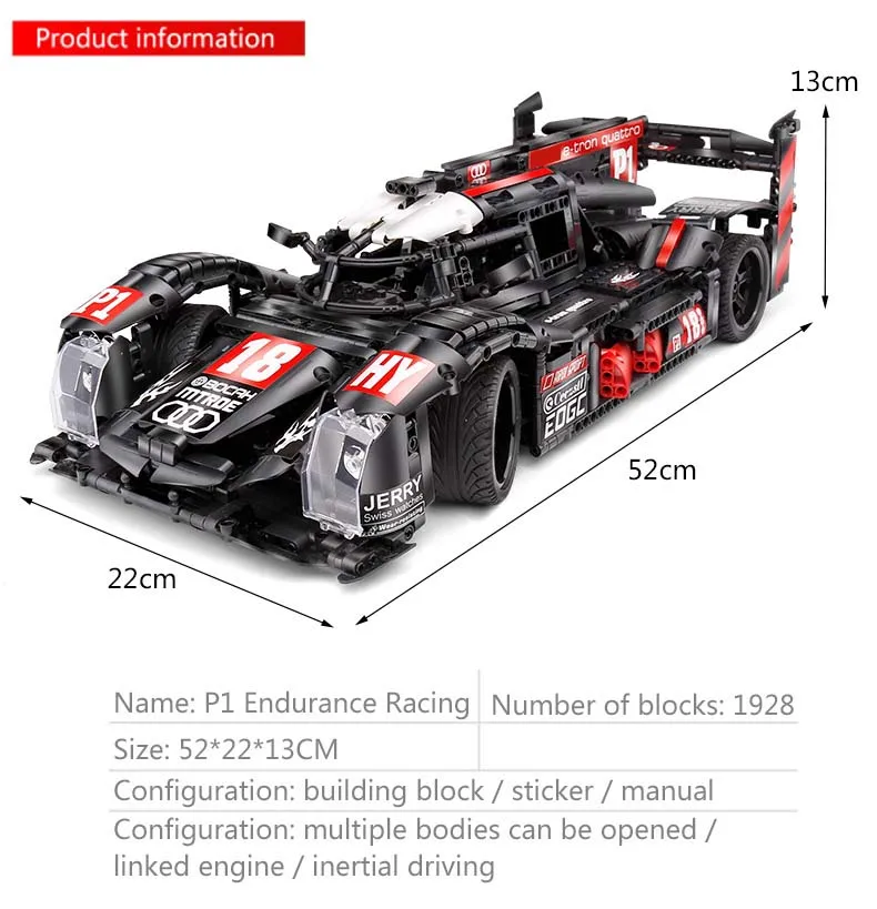 Yeshin Technic машинки черный R18 скоростной двигатель автомобиля набор RC сборки игрушечные модели автомобилей Детские Рождественские подарки строительные блоки кирпичи
