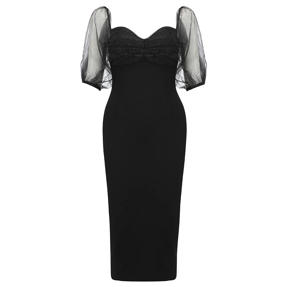 

Sladuo 2021 New Summer Women Fashion Off Shoulder Black ClubDress Sexy Short Sleeve Mesh Hot Celebrity EveningParty Dress DH7418