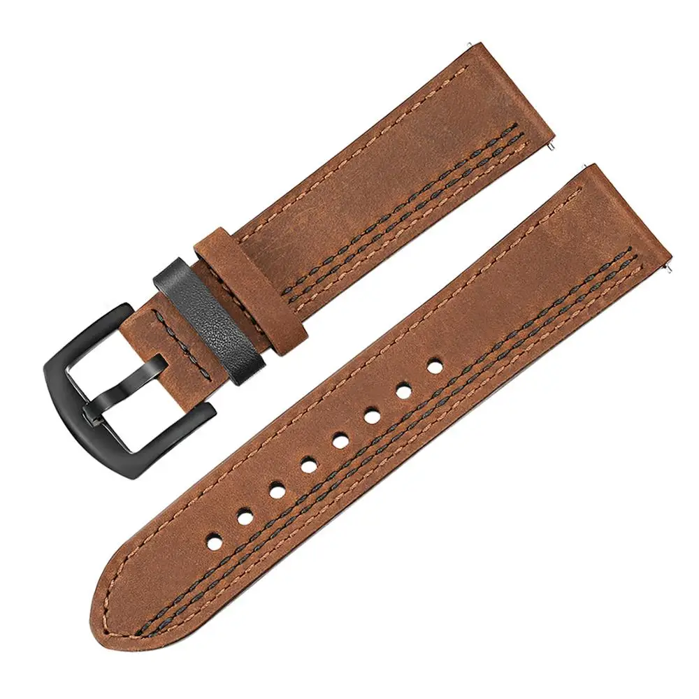 Ремешок из натуральной кожи для Samsung Gear Sport/ S2 Classic/TicWatch 2/E двухцветный