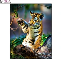 animals 5d diy diamond painting young tiger embroidery cross stitch mosaic full square round drill rhinestones home decor needle