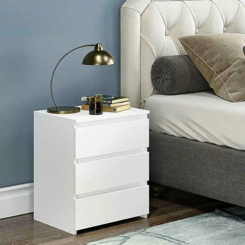 

Modern Bedside Table Bedroom Table Cabinet Nightstand with 3 Storage Drawers Bedroom Furniture Bedroom Furniture 45x38x56cm