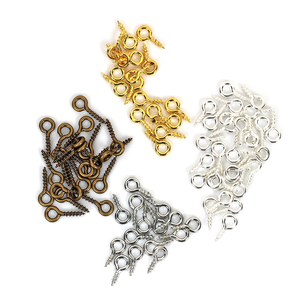 MEIBEADS 100pcs/lot 4x9mm Jewelry Screw Eye Pins Bail Findings For Pendant Top Drilled Zinc Alloy Clasps UF256 | Украшения и