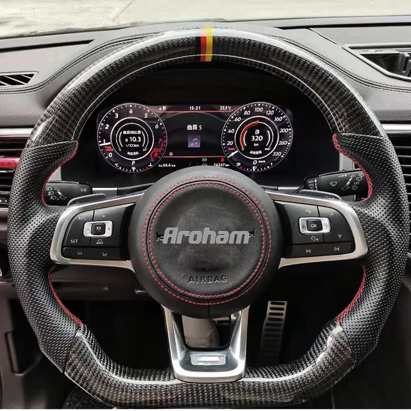 Customized Suede LED Carbon Fiber Steering Wheel For Volkswagen VW Golf 7 GTI Golf R MK7 VW Polo GTI Scirocco 2015 2016