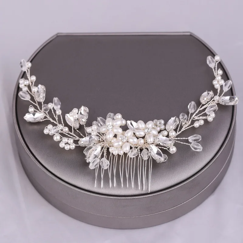 

Elegant Pearl Beads Long Curved Shape Hair Comb Inserted Combs Hair Ornaments Headpiece Wedding Bridal Accessories LL@17