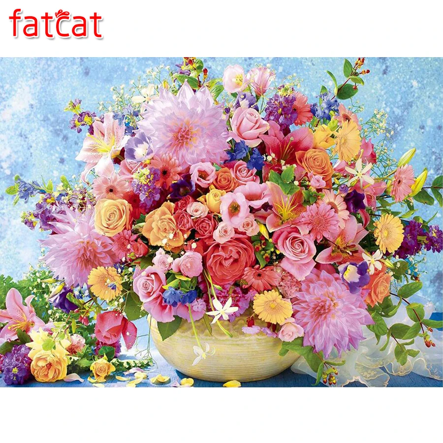 FATCAT 5D Diy Алмазная вышивка цветной натюрморт цветок полный квадратный Круглый DIY