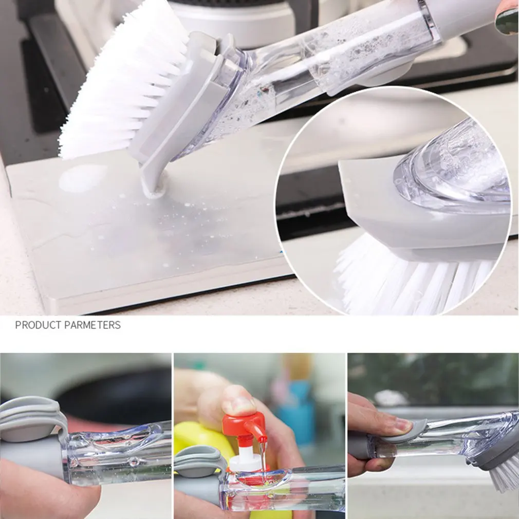 Щетка для мытья с длинной ручкой Pp + губка нейлоновая щетка посуды артефакт