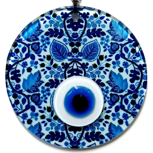

Mixperi Leaf Patterned Glass Evil eyes Handmade Souvenirs, Leaf Glass Evil Eye Wall Decor