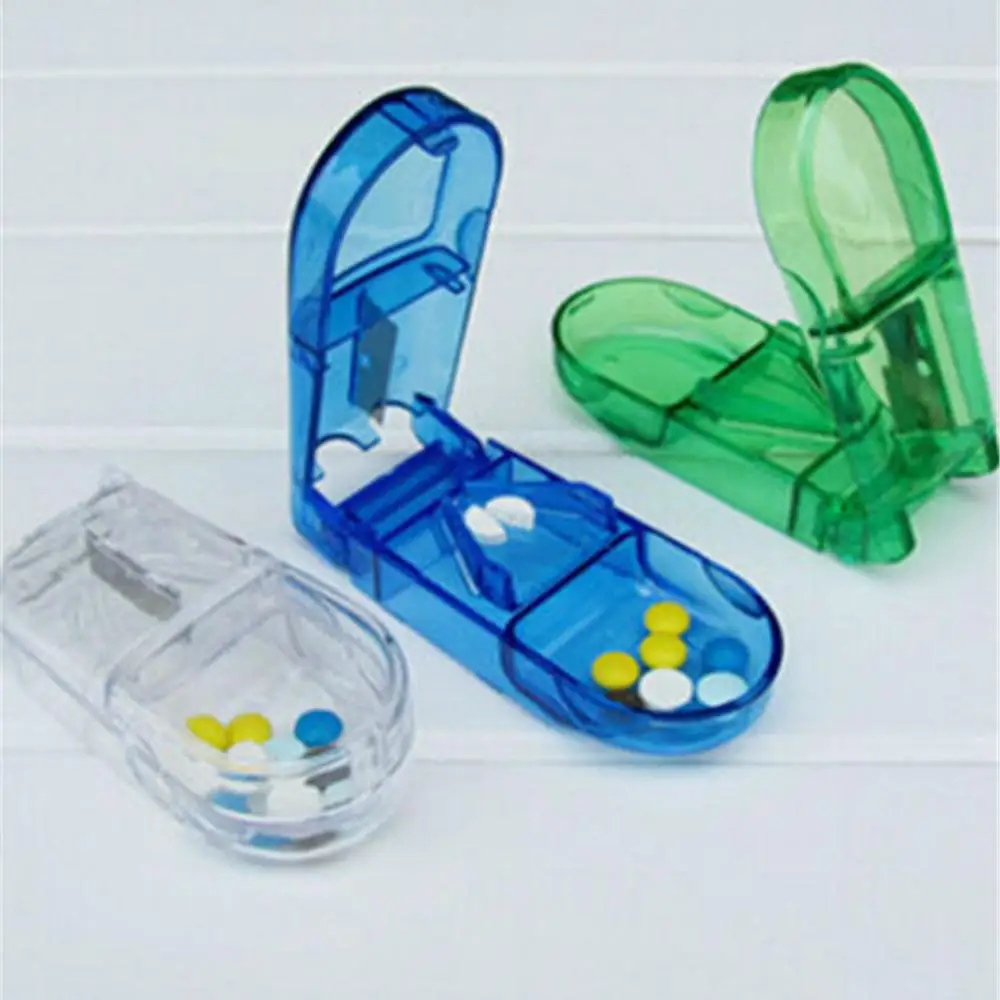 

Pill Cutter Splitter Half Storage Compartment Box Medicine Tablet Holder Camping Carrying Box Travel Pill Packing