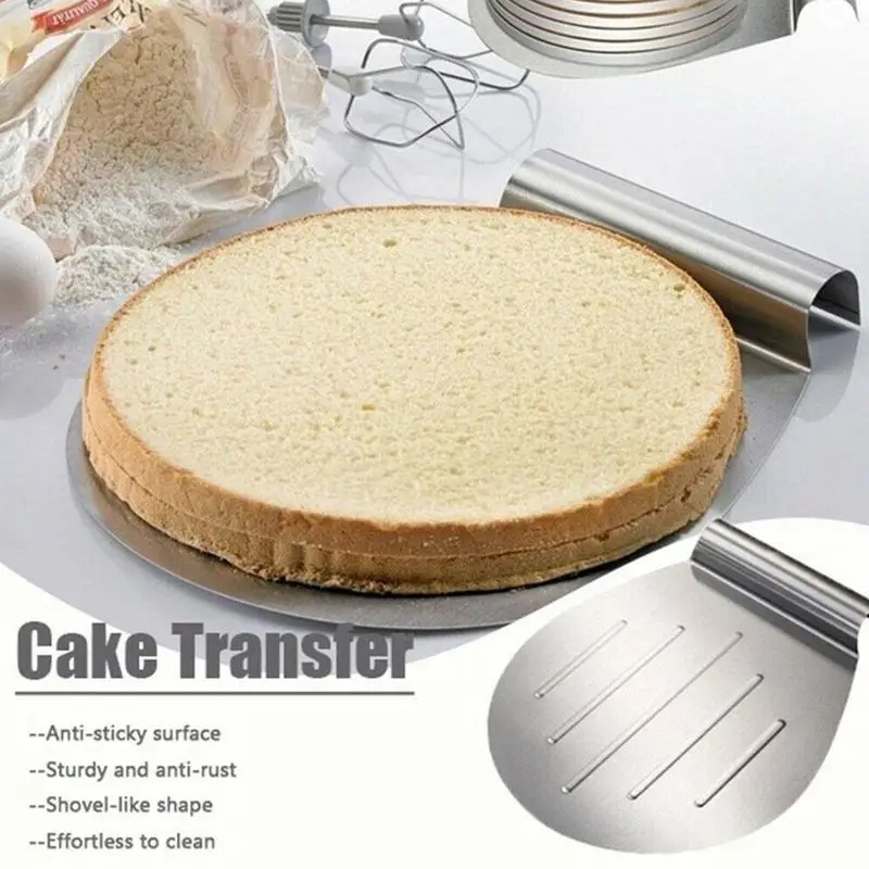 

Stainless Steel Cake Mobile Shovel Transfer Cake Tray Moving Plate Lifter Bread Pizza Blade Baking Dessert Tools Pastry Scraper