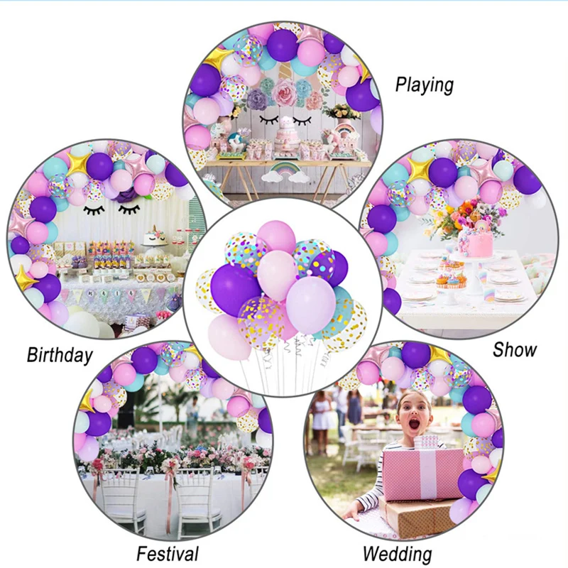 Arco de globos de unicornio de 134 piezas, decoraciones para fiesta de primer cumplea&ntilde;os, globos inflables de l&aacute;tex para ni&ntilde;os y ni&ntilde;as, Kit de guirnalda-5